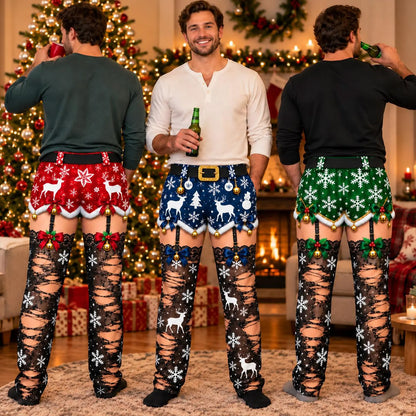 Funny Christmas Pajama Pants for Family, Reindeer Snowflake Printed Holiday Lounge Pants 686988 WFD