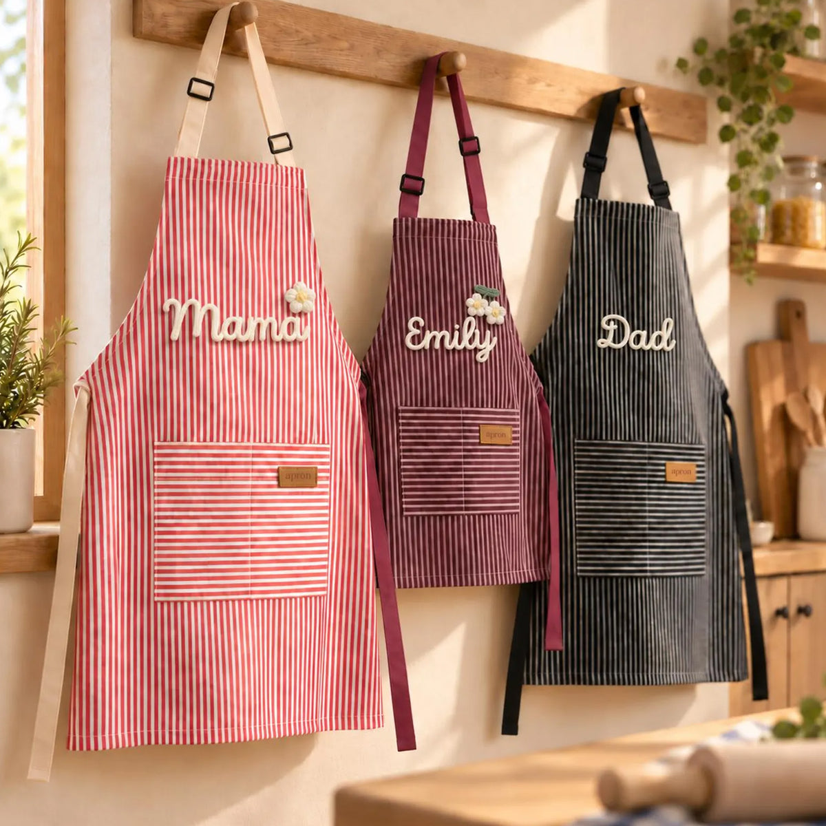 Custom Name Striped Kitchen Apron, Personalized Baking & Cooking Gift 686841 WFD