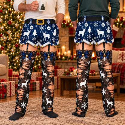 Funny Christmas Pajama Pants for Family, Reindeer Snowflake Printed Holiday Lounge Pants 686988 WFD