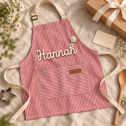 Custom Name Striped Kitchen Apron, Personalized Baking & Cooking Gift 686841 WFD