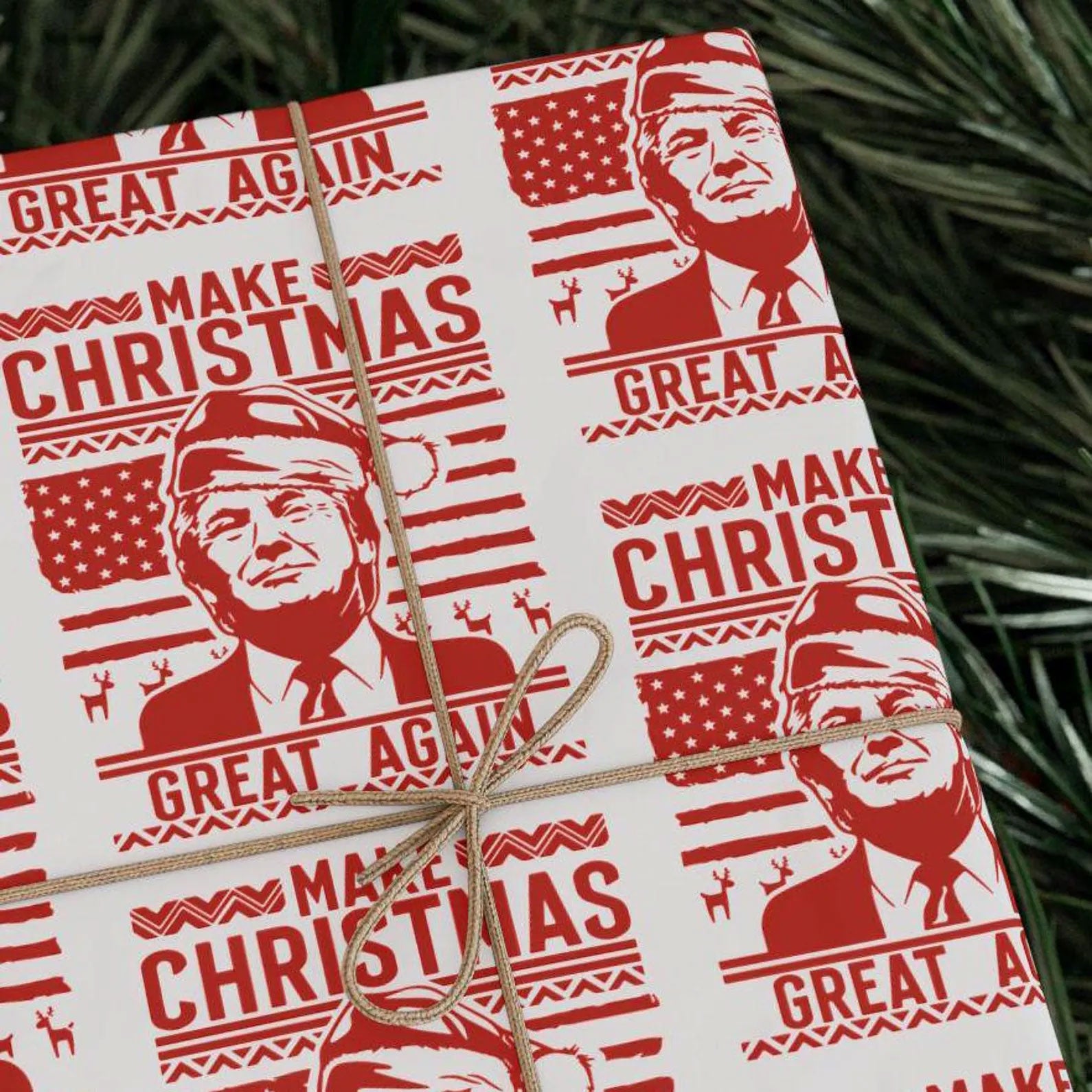 Make Christmas Great Again Wrapping Paper, Trump Christmas Wrapping Paper, Funny Christmas Gift Paper, MAGA Gift Wrap, Republican Gift M1826 - GOP