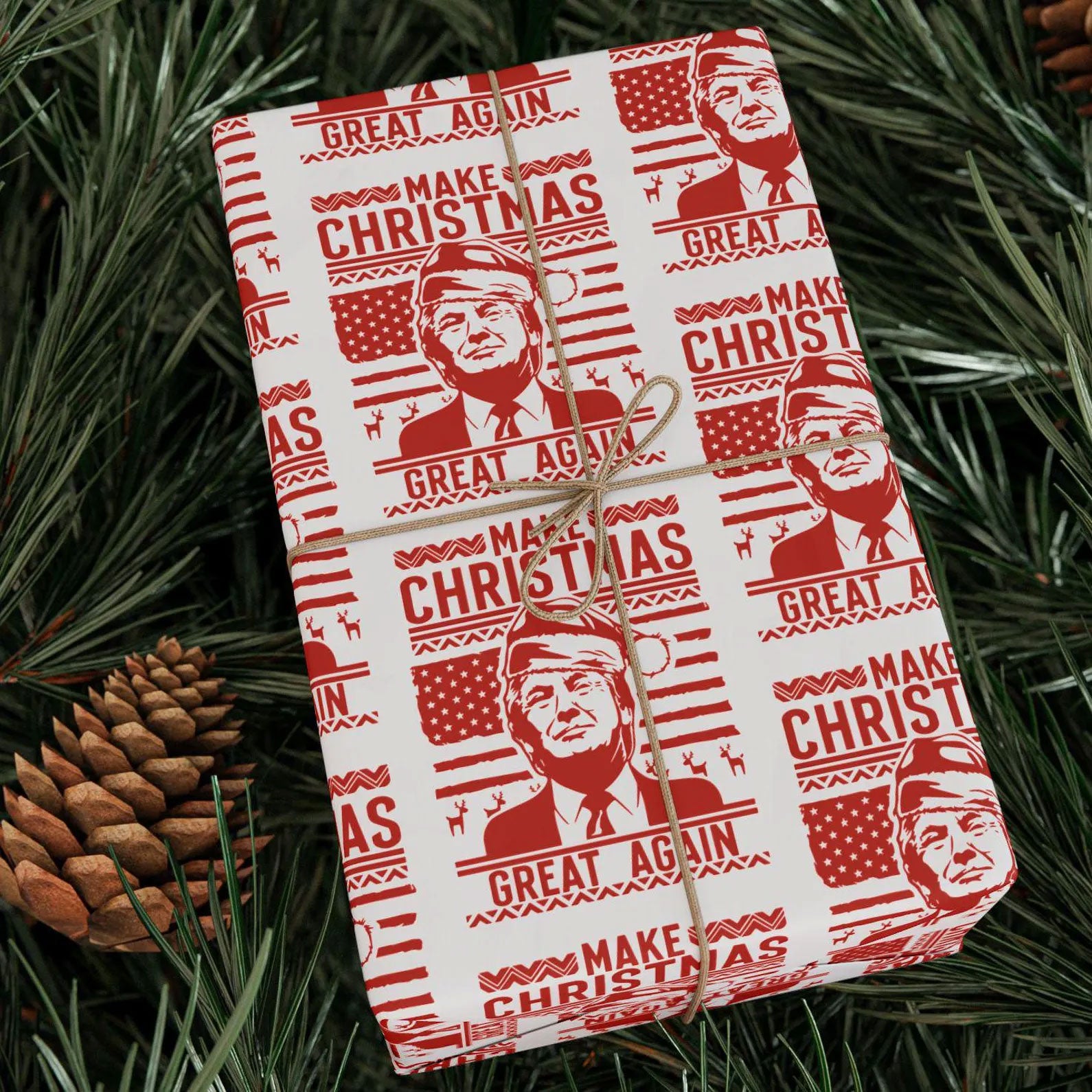 Make Christmas Great Again Wrapping Paper, Trump Christmas Wrapping Paper, Funny Christmas Gift Paper, MAGA Gift Wrap, Republican Gift M1826 - GOP