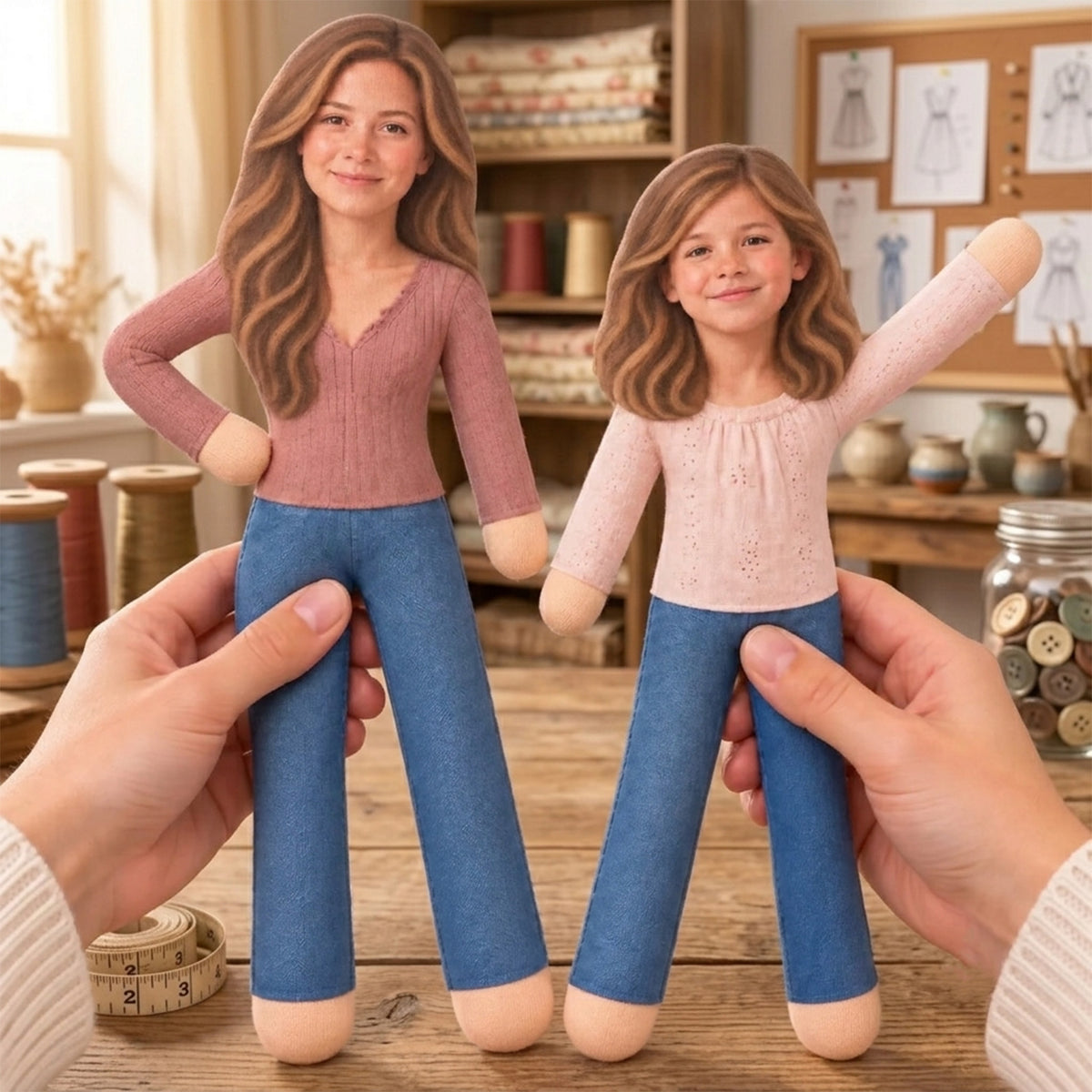 Custom Photo Family Gifts, Personalized Poseable Plush Doll from Picture, Custom Mini Me Face Stuffed Toy, Cute Family Keepsake Gift 686732 WFD