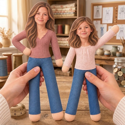 Custom Photo Family Gifts, Personalized Poseable Plush Doll from Picture, Custom Mini Me Face Stuffed Toy, Cute Family Keepsake Gift 686732 WFD