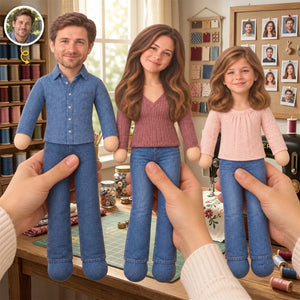 Custom Photo Family Gifts, Personalized Poseable Plush Doll from Picture, Custom Mini Me Face Stuffed Toy, Cute Family Keepsake Gift 686732 WFD