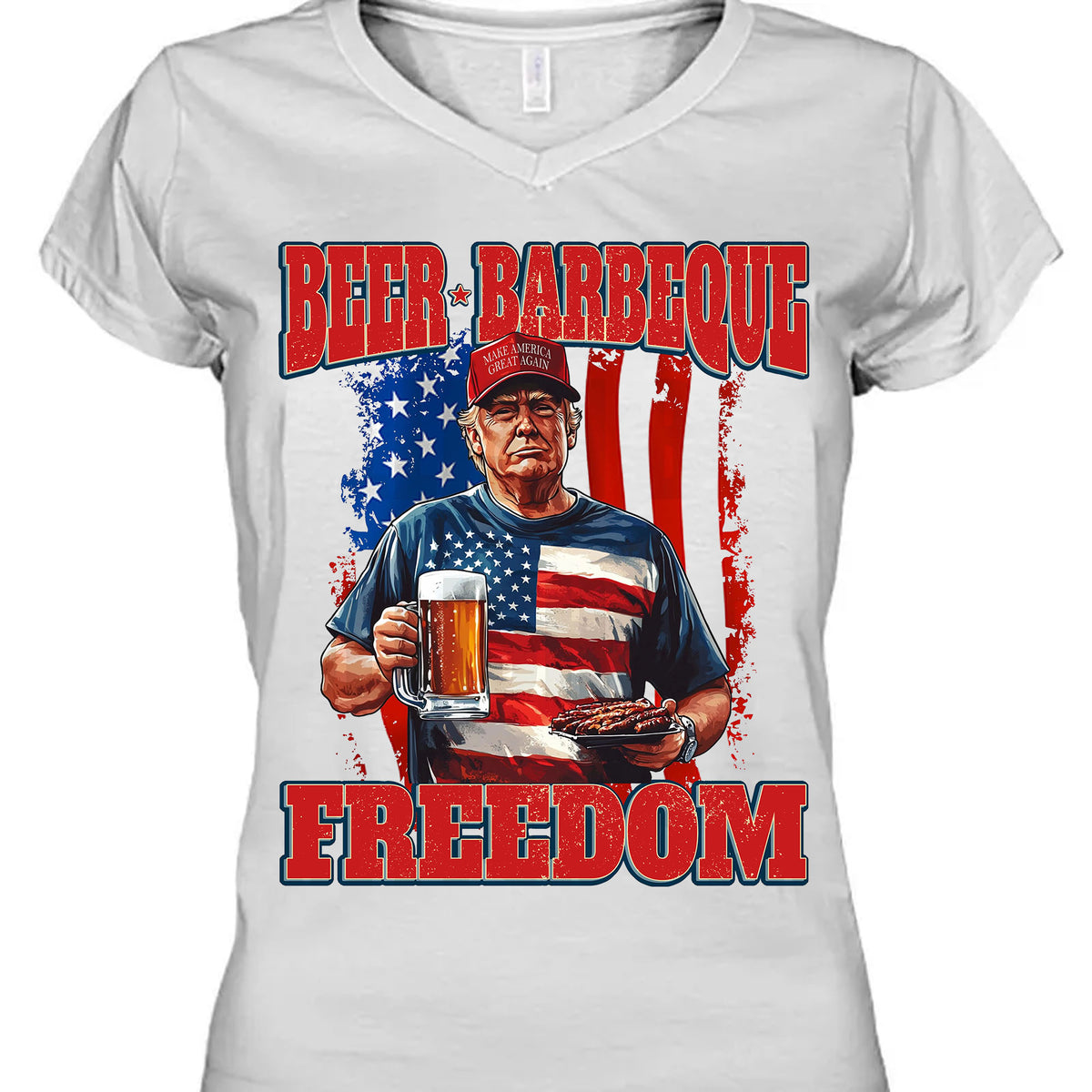 Beer BBQ Freedom Shirt | President Trump T-Shirt | Patriotic Flag Shirt | Independence Day Tee 682425 - GOP