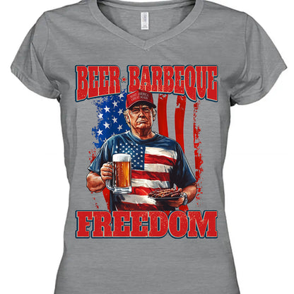Beer BBQ Freedom Shirt | President Trump T-Shirt | Patriotic Flag Shirt | Independence Day Tee 682425 - GOP