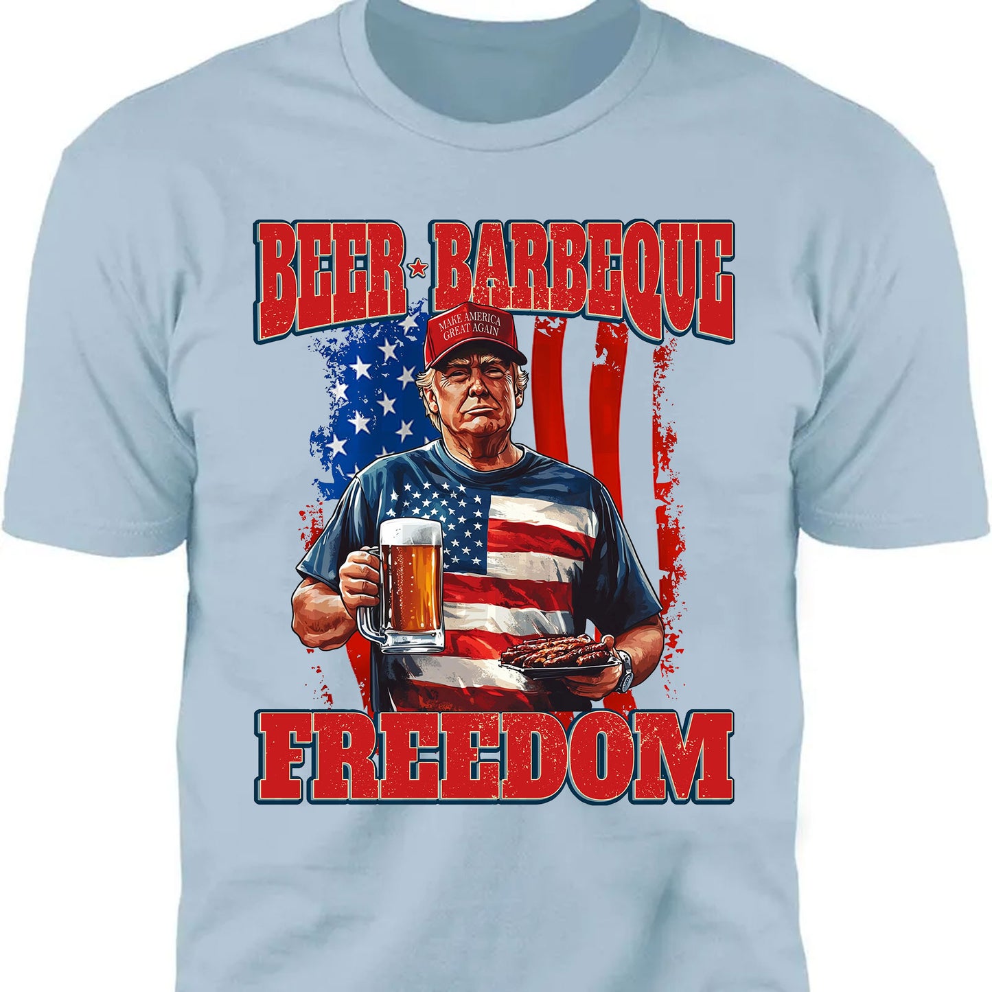 Beer BBQ Freedom Shirt | President Trump T-Shirt | Patriotic Flag Shirt | Independence Day Tee 682425 - GOP