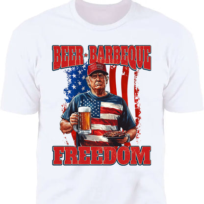 Beer BBQ Freedom Shirt | President Trump T-Shirt | Patriotic Flag Shirt | Independence Day Tee 682425 - GOP