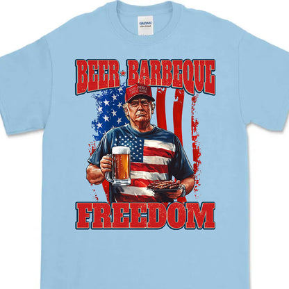 Beer BBQ Freedom Shirt | President Trump T-Shirt | Patriotic Flag Shirt | Independence Day Tee 682425 - GOP