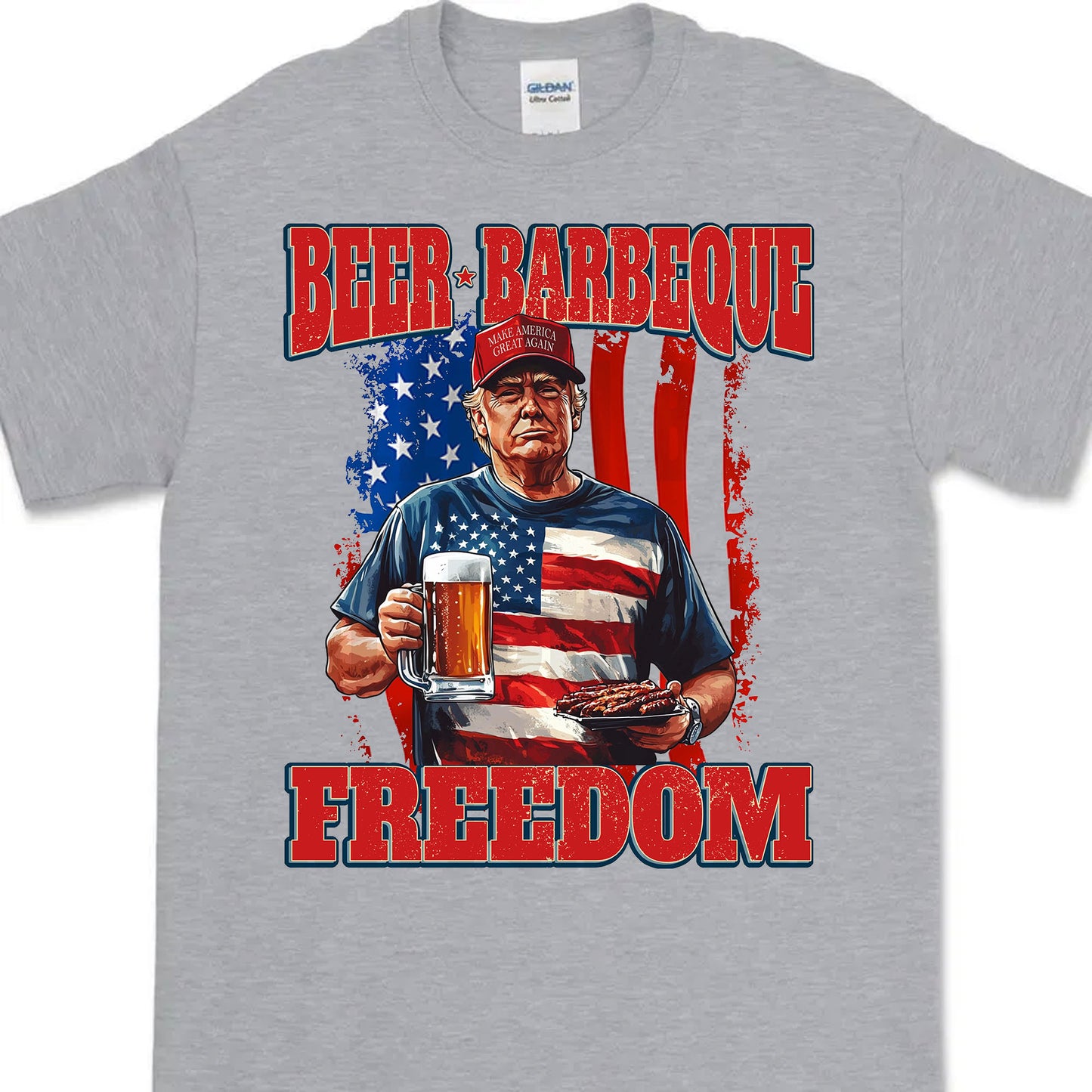 Beer BBQ Freedom Shirt | President Trump T-Shirt | Patriotic Flag Shirt | Independence Day Tee 682425 - GOP
