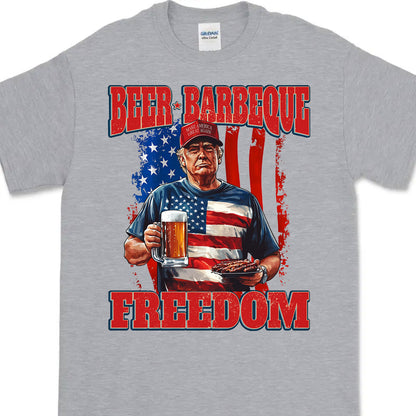 Beer BBQ Freedom Shirt | President Trump T-Shirt | Patriotic Flag Shirt | Independence Day Tee 682425 - GOP