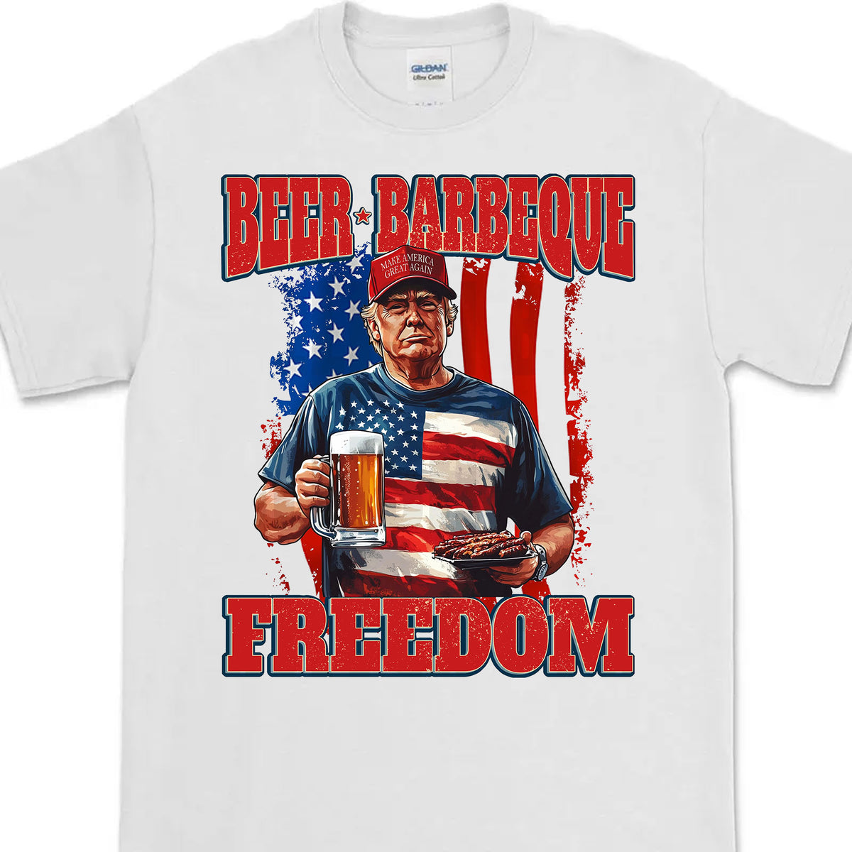 Beer BBQ Freedom Shirt | President Trump T-Shirt | Patriotic Flag Shirt | Independence Day Tee 682425 - GOP