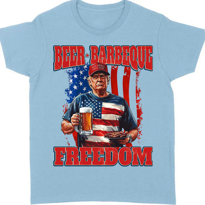 Beer BBQ Freedom Shirt | President Trump T-Shirt | Patriotic Flag Shirt | Independence Day Tee 682425 - GOP