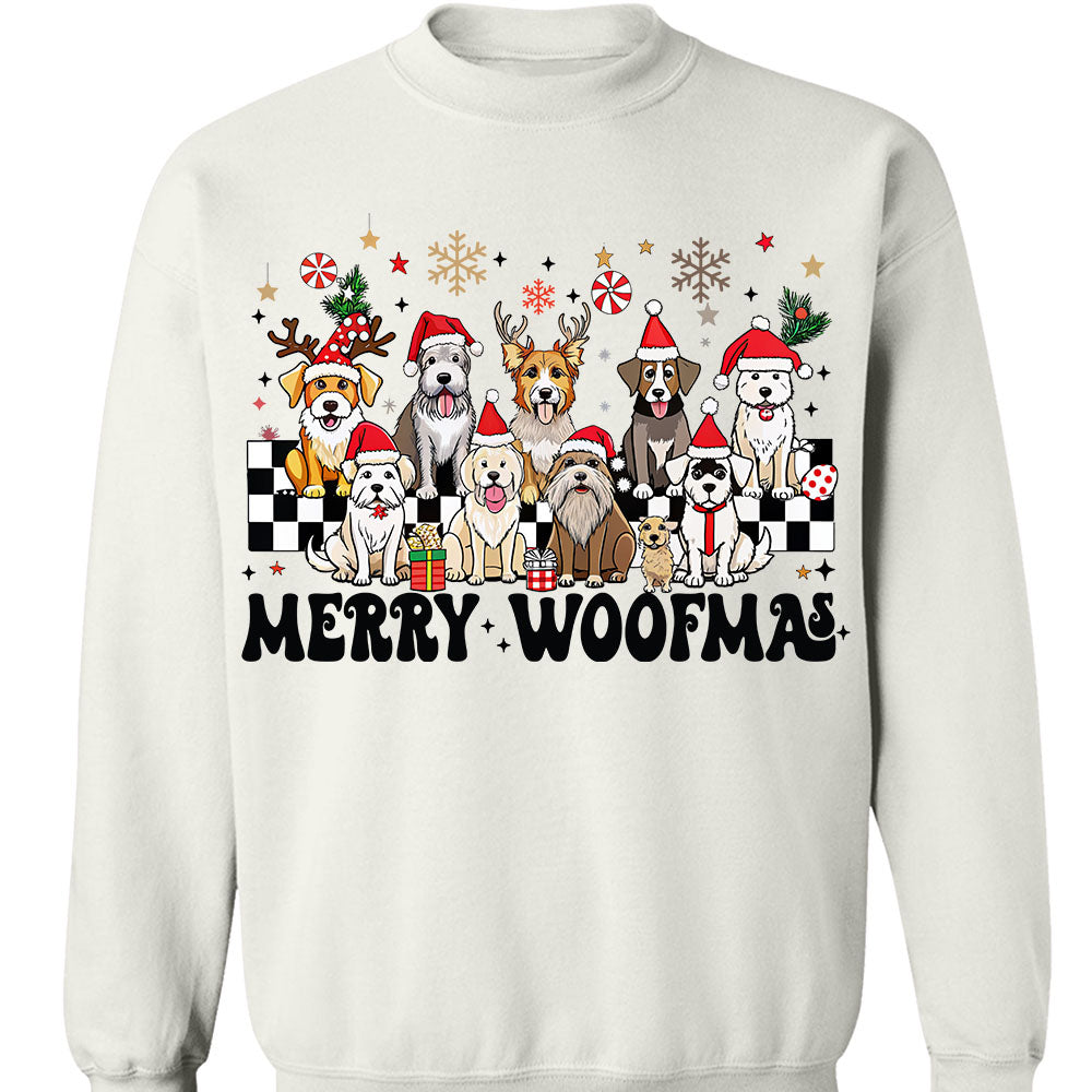 Merry Woofmas Sweatshirt, Pet Lovers Christmas Sweatshirt, Happy Christmas Ugly Sweatshirt - K1492