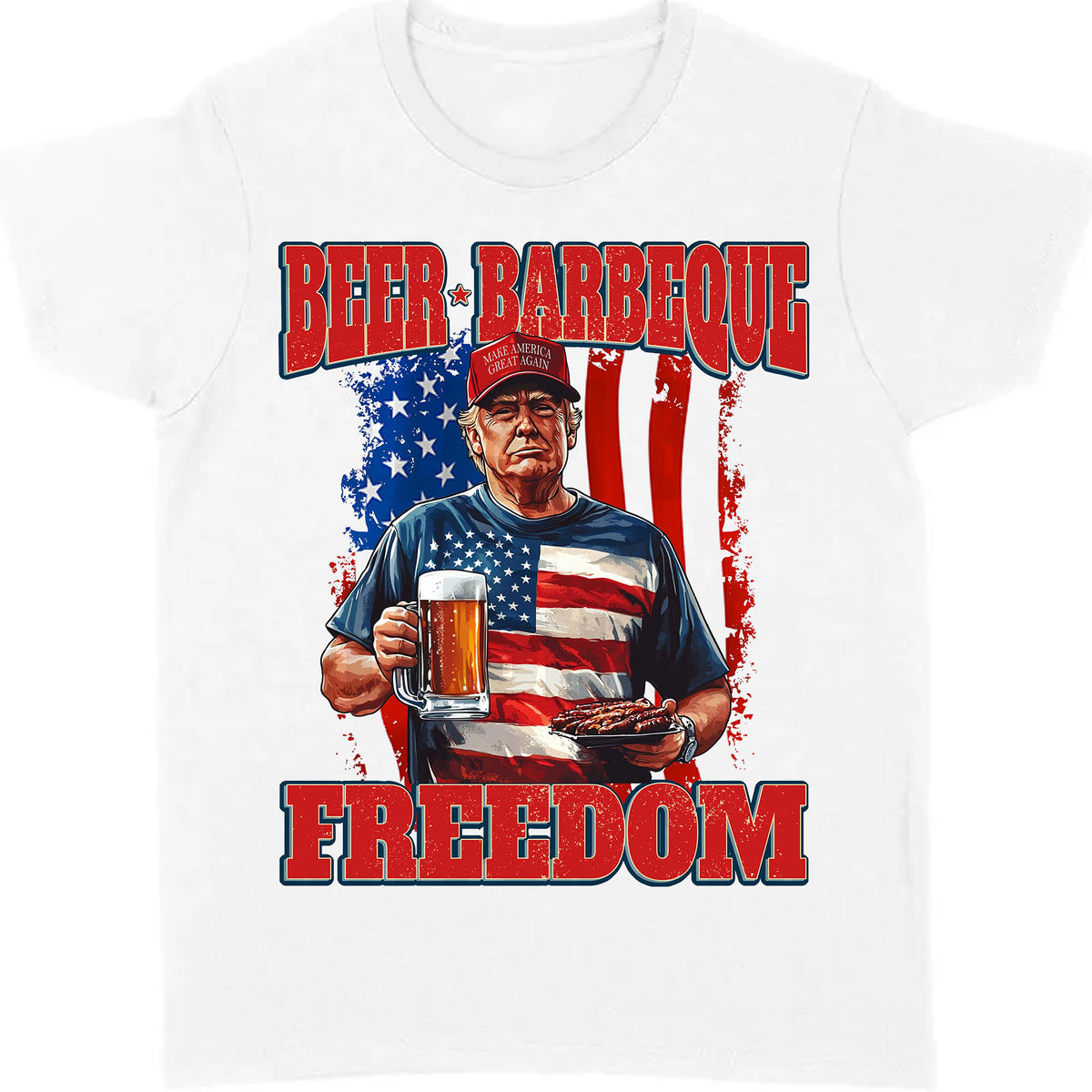 Beer BBQ Freedom Shirt | President Trump T-Shirt | Patriotic Flag Shirt | Independence Day Tee 682425 - GOP