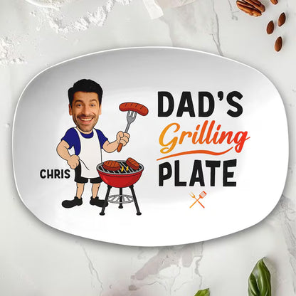 Custom Photo Papa’s Grilling Plate, Personalized Grandpa Serving Tray, Father’s Day Gift For Dad 685117