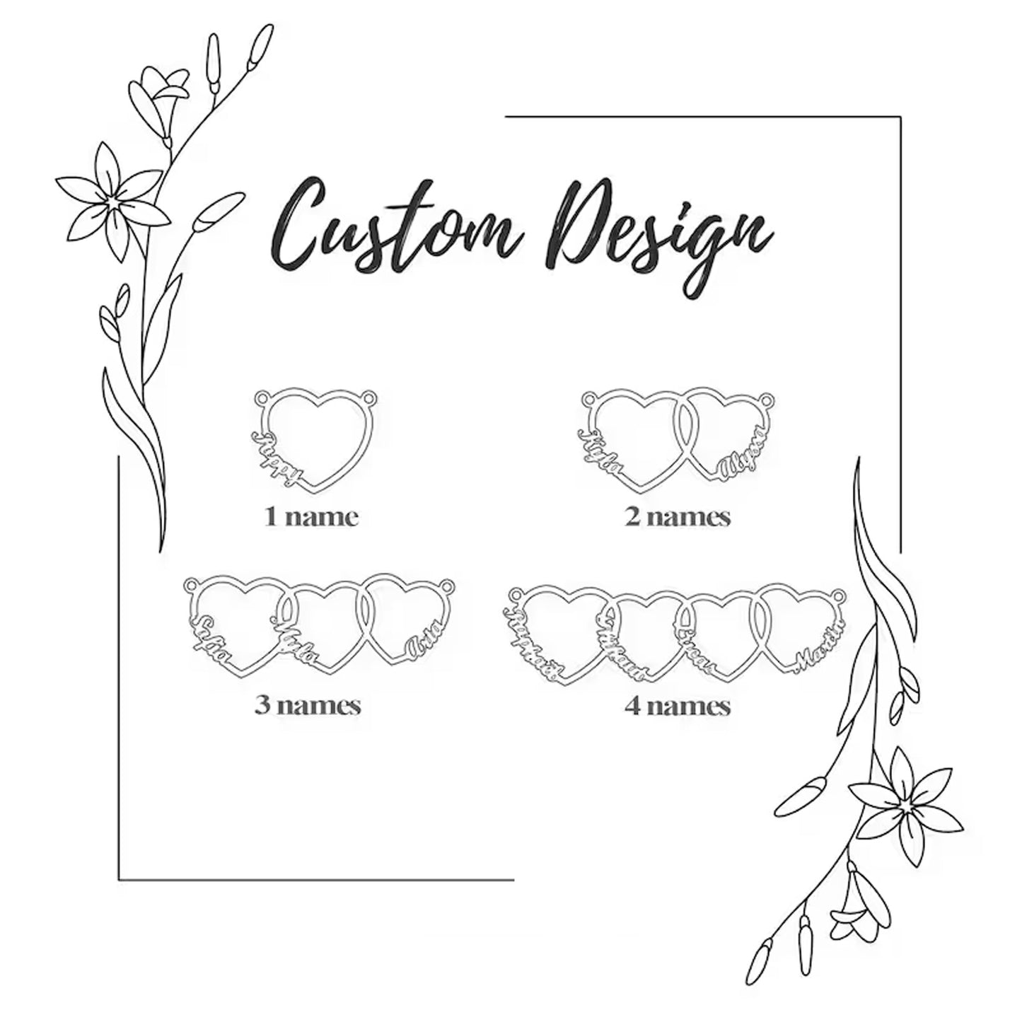 Personalized Family Name Heart Necklace, Custom Kids Names Necklace for Mom, Mothers Day Gift Jewelry 684799