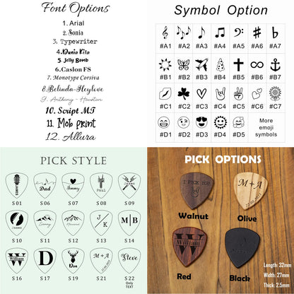 Personalized Metal Guitar Capo with Wood Grain, Engraved Guitar Pick, Fathers days Gift for Guitarists 683897