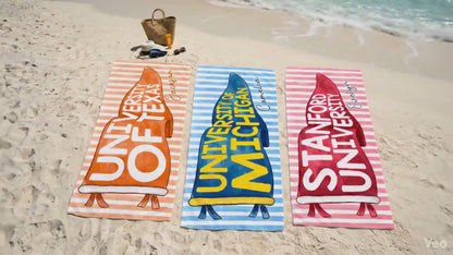 Personalized College Pennant Beach Towel, Custom School Spirit Towel, Graduation Gift High School University 684827