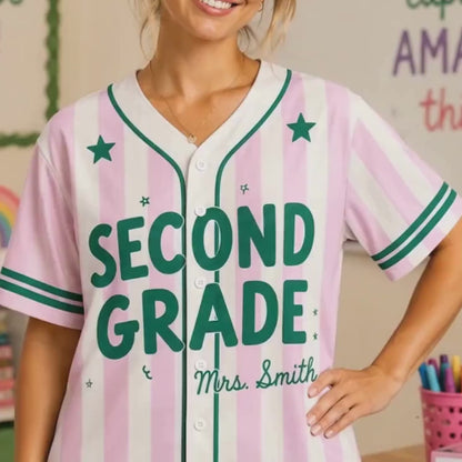 Custom Teacher Baseball Jersey, Personalized Grade Level & Name Shirt, Back to School Teacher Gift 685657 WFD