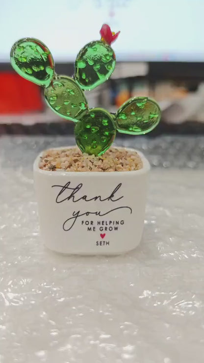 Custom Stained Glass Flower Pot, Thank You for Helping Me Grow Personalized Teacher Appreciation Gift 684769