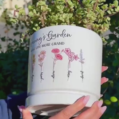 Grandmas Garden Gift for Grandma | Personalized Flower Pot | Custom Birth Flower | Gift For Mom 684711