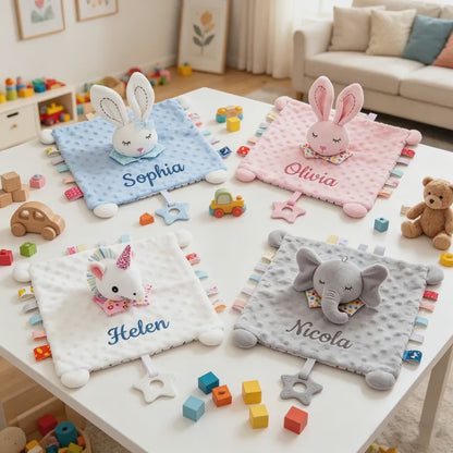 Personalized Baby Lovey Blanket, Embroidered Name Minky Dot Security Blanket, Sensory Baby Gift 686270 WFD
