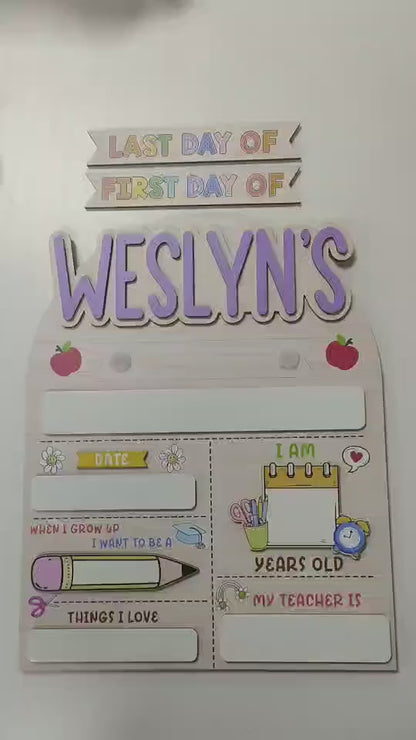 Personalized First & Last Day of School Sign, Custom Wooden School Board, Kindergarten First Day School Sign 685369