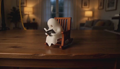 Reading Ghost Light, Cute Halloween Ghost Shelf Sitter with Rocking Chair, Spooky Fall Decor, Book Lover Gift 686666 WFD