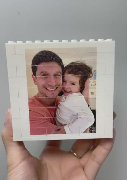 Personalized Daddy & Me Photo Block Pencil Pot, Father's Day Gift For Dad, Custom Brick Pencil Holder 685149