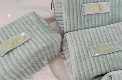Personalized Velvet Makeup Bag, Custom Bridesmaid Cosmetic Bag, Bridal Party Gift 685699 WFD