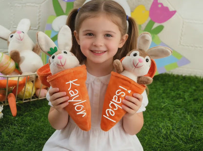 Personalized Bunny Rabbit Plush Keychain | Custom Stuffed Animal | Reversible Carrot Bunny Keychain | Easter Gift 684377