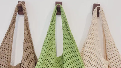 Personalized Knitted Crochet Tote Bag | Embroidered Name Beach Bag | Bridesmaid Gift for Her 684503