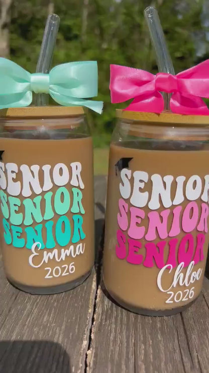 Custom Name Senior 2027 Glass Cup | Personalized Graduation Tumbler | Back To School Gift For Senior 685688 WFD