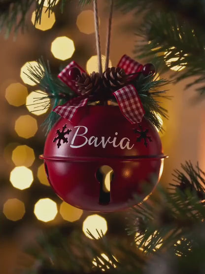 Personalized Jingle Bell Ornament, Custom Name & Year Bell with Pine Cone Christmas Ornament 686668 WFD