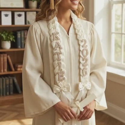 Satin Ribbon Graduation Stole | Personalized Graduation Lei | Custom Name Ribbon Lei | Custom Grad Sash 684890