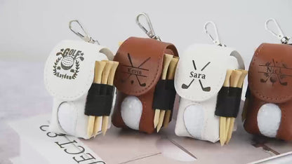 Personalized Leather Golf Ball Bag | Mini Golf Tee Holder | Engraved Leather Golf Ball Bag 683710