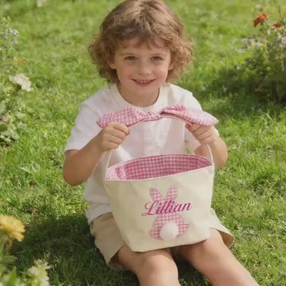 Personalized Easter Basket | Custom Name Bunny Rabbit Basket | Easter Egg Hunt Basket | Easter Gift for Kids 684444