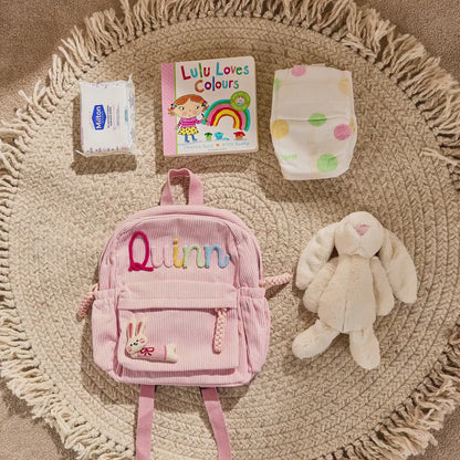 Personalized Toddler Corduroy Backpack, Custom Kids School Bag, Kindergarten Preschool Backpack 685376