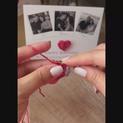 Custom Photo Birthday Card, Personalized Crochet Heart Card for Husband Wife, Boyfriend Girlfriend Gift 686857 WFD
