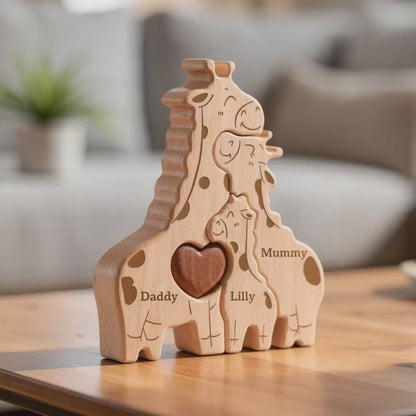 Personalized Giraffe Family Puzzle | Custom Name Hugging Giraffe Family Puzzle | Family Keepsake Gift 684693