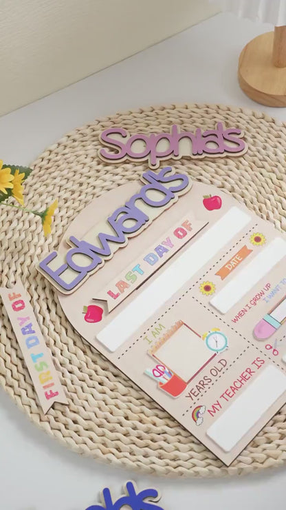 Personalized First Last Day of School Wooden School Board, Custom Preschool Kindergarten Sign 685370