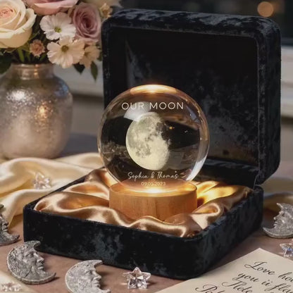 Our Moon Crystal Ball Night Light | Custom Moon Phase Night Light | Anniversary Gift For Couple 684317