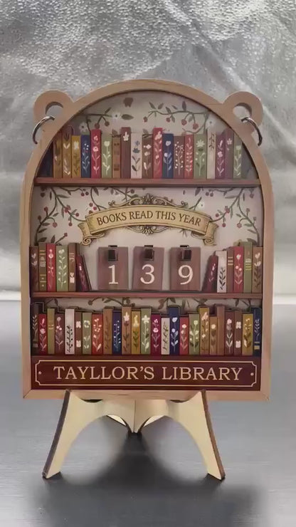 Vintage Book Tracker Sign, Personalized Reading Tracker, Library Decor, Book Lover Gift, Books Read This Year Counter, Reading Lover Gift