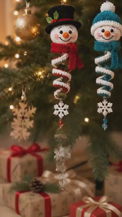 DIY Christmas Snowman Crochet Ornaments Kit, Wind Spinner Spiral Hanging Decor, Amigurumi Christmas Gift 686888 WFD