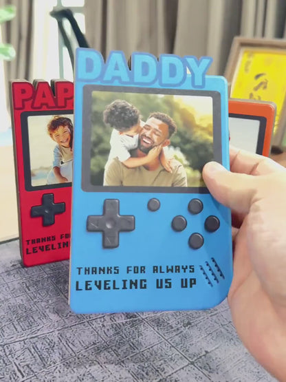Personalized Gamer Dad Wooden Block Sign, Custom Photo Retro Game Console Frame, Father’s Day Gift for Dad 685142