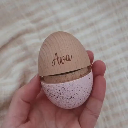Personalized Wooden Easter Egg | Custom Speckled Beech Wood Fillable Egg | Custom Easter Gift 684465