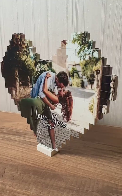 Custom Photo Building Brick Blocks For Couples | Valentines Day Gift | Personalized Anniversary Gift | Heart Brick Blocks 684254
