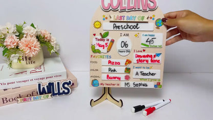 Personalized First & Last Day of School Sign, Custom Back to School Board, Kindergarten Photo Prop 685480 WFD